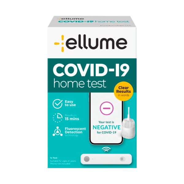 Ellume COVID Test Kit, At Home COVID-19 Home Test Kit, Rapid Antigen Self Test, Results in 15 minutes to your free mobile app, FDA Emergency Use Authorization, 1 Pack