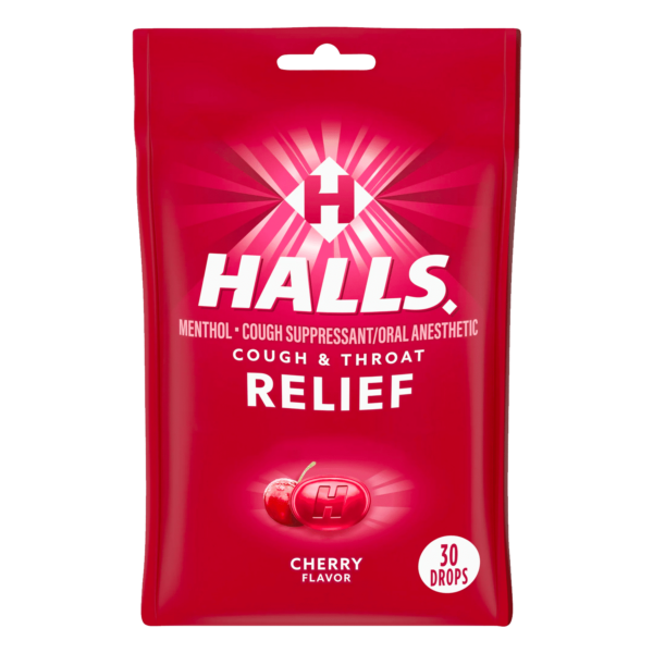 HALLS Relief Cherry Cough Drops, 30 Drops