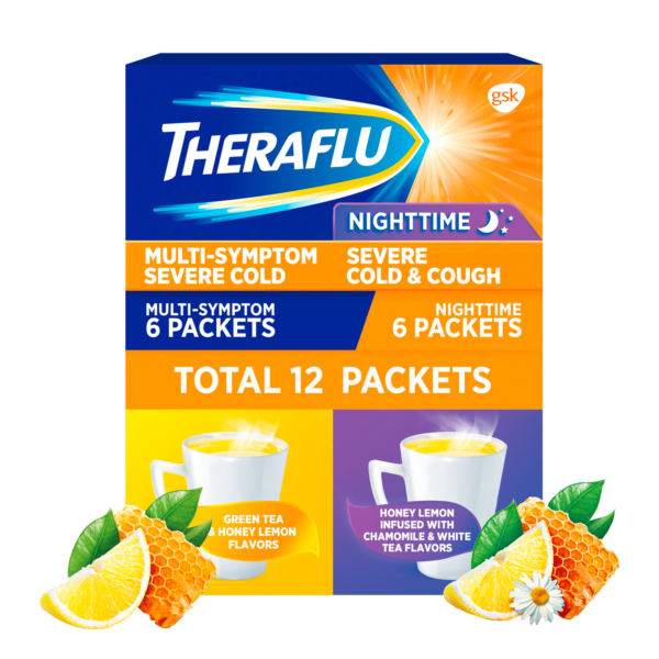 Theraflu Severe Cold, Flu and Cough Relief Powder, Tea Infused, 12 Packets