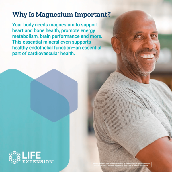 Life Extension Magnesium Caps, 500 mg - Essential Mineral Blend for Cardiovascular & Whole-Body Health - Gluten-Free, Non-GMO, Vegetarian - 100 Vegetarian Capsules - Image 3