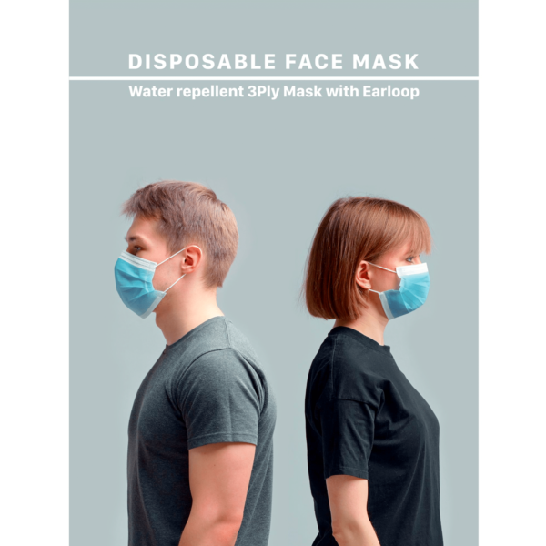 Ma Croix 3 Ply Disposable Face Masks for Summer, Blue Mask with Earloop in Box - Image 3