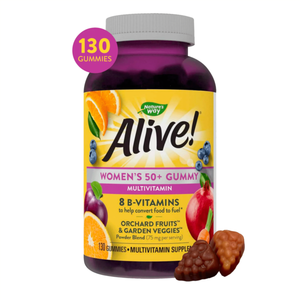 Alive! Women's 50+ Daily Multivitamin Gummies, Mixed Berry Flavored, 130 Count - Image 4