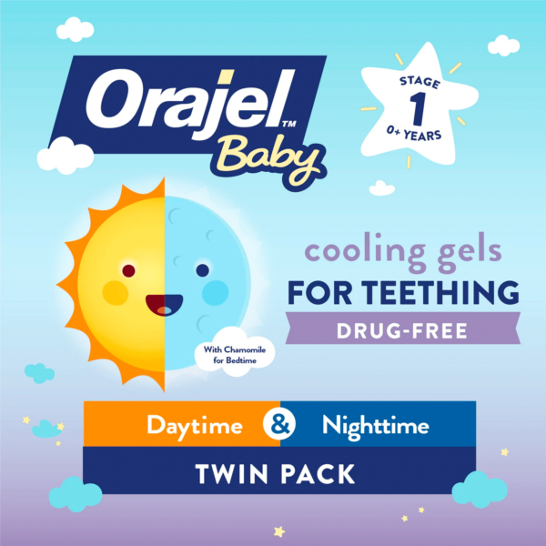 Orajel Baby Daytime & Nighttime Cooling Gels for Teething, Drug-Free, #1 Pediatrician Recommended Brand for Teething*, Two 0.18oz Tubes - Image 4